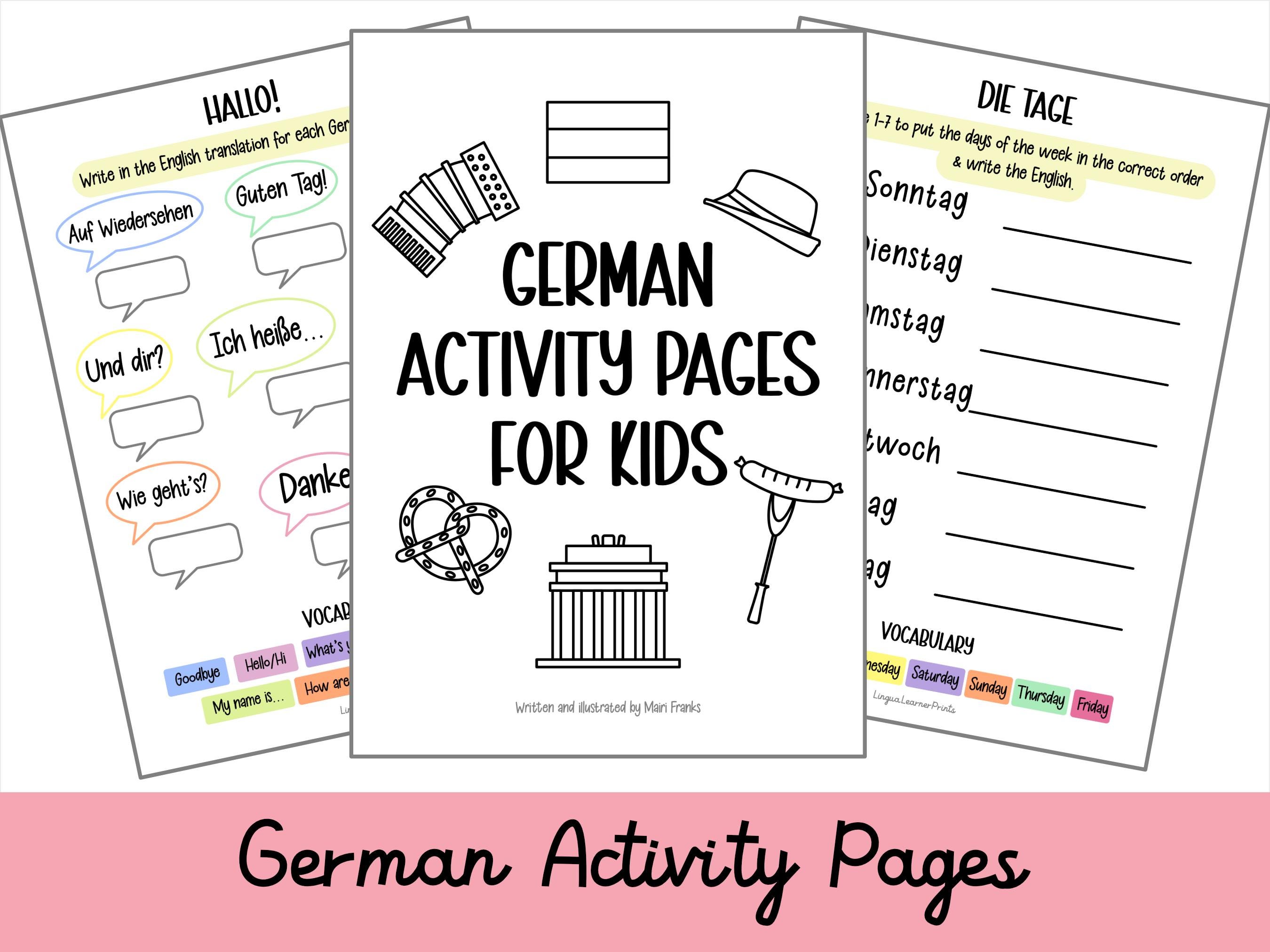 German Activity Sheets for Kids: Beginner Learning (Digital Download)