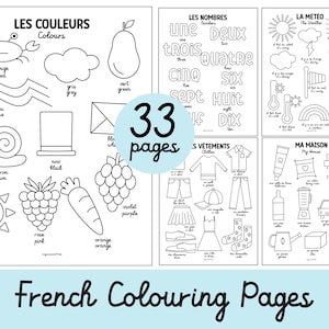 French Colouring pages. Learn French vocabulary, bilingual education kid's colouring, lesson planning, homeschool, language resource