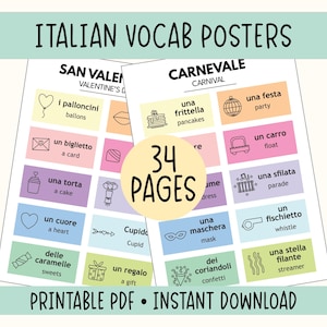 Italienisch-Lernposter & Karteikarten (Digitaler Download)