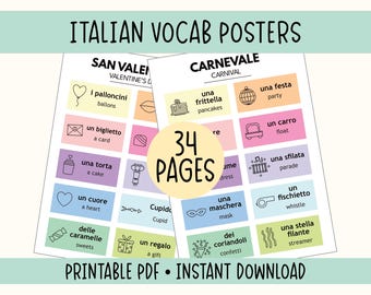 Italian Language Learning Posters & Flashcards (Digital Download)