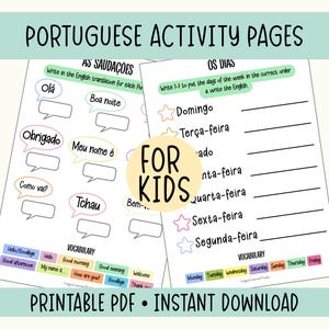 Hojas de actividades en portugués para niños (PDF)