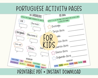 Hojas de actividades en portugués para niños (PDF)
