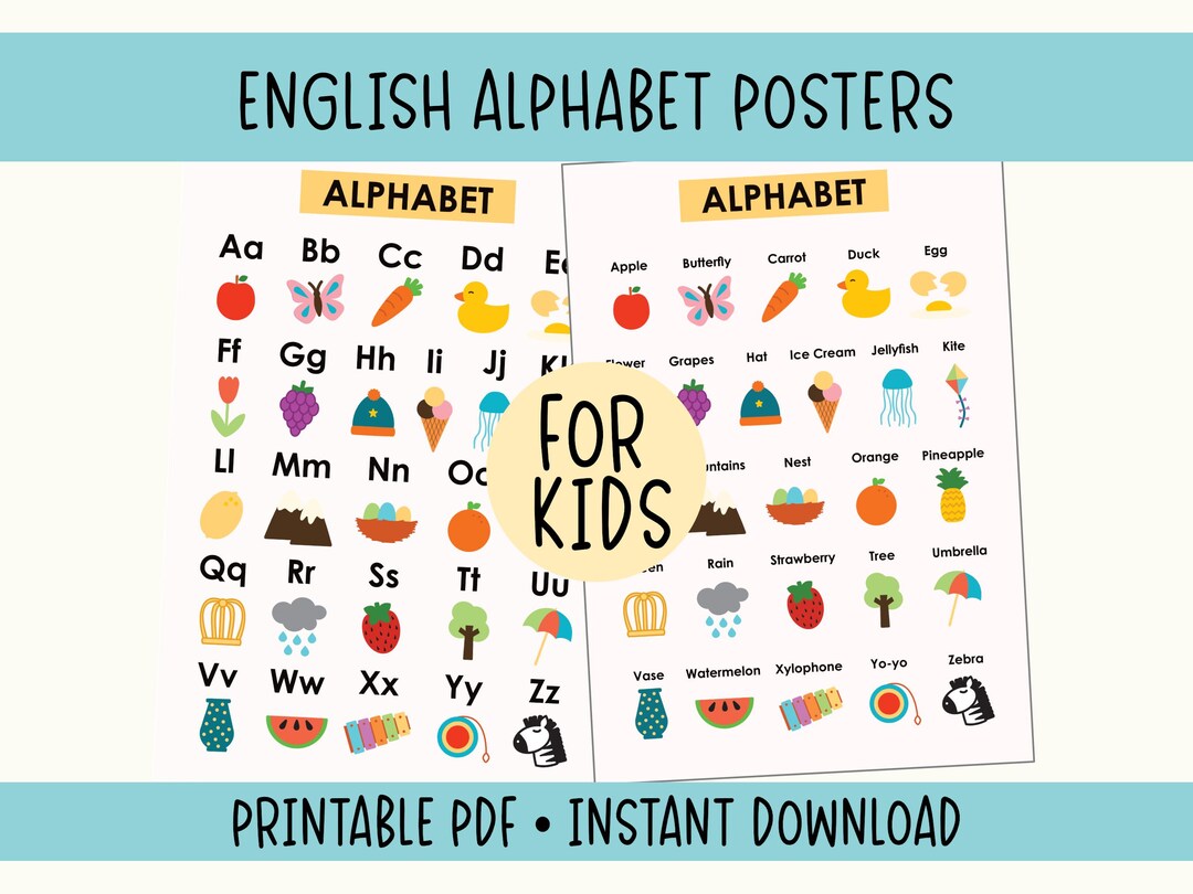 English Alphabet Poster Set: Educational Nursery Decor (digital ...