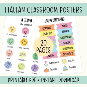 Italian Language Learning Posters: Classroom Decor (Digital Download)