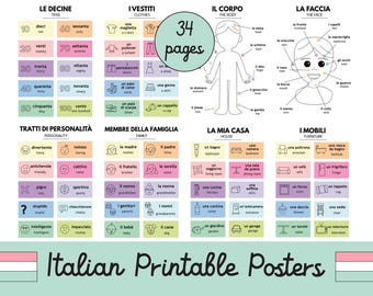 Italian Language Learning Posters & Flashcards (Digital Download)