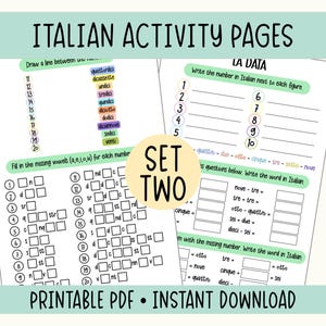 Schede di attività stampabili in italiano 2 per bambini per l'apprendimento a casa e a scuola