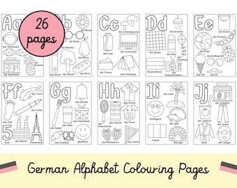 German Alphabet Colouring Printable Pages. Learn German, educational resource, homeschool, lesson planning, kindergarten, nursery
