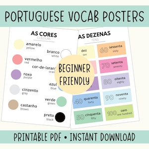 Portugieisch Lernposter & Flashcards: 34 Lernposter (Digitaler Download)