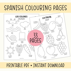 Spanish Colouring Pages: Bilingual Vocabulary Builder for classroom and home learning (PDF)