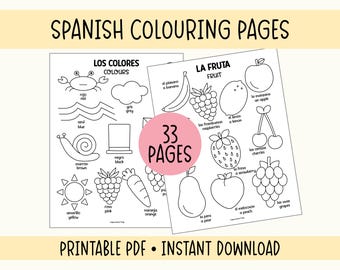 Spanish Colouring Pages: Bilingual Vocabulary Builder for classroom and home learning (PDF)