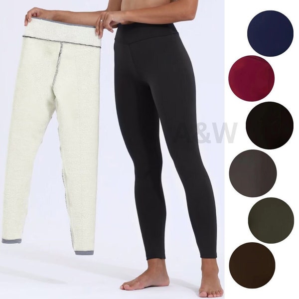 Leggings d'hiver chauds doublés de polaire | Leggings d'hiver en fourrure épaisse | Collants Sherpa | Legging chaud extensible | Leggings taille haute | Cadeau d'hiver