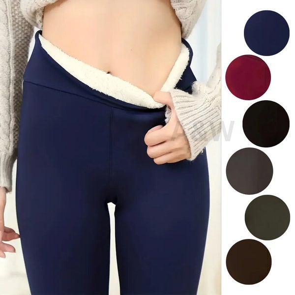 Warme Winter-Strumpfhose | Lambswool & Fleece-gefütterte Leggings | Damen Leggings mit hoher Taille | Dicke Fleece Hose |