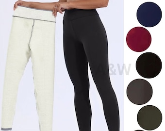 Leggings d'hiver chauds doublés de polaire | Leggings d'hiver en fourrure épaisse | Collants Sherpa | Legging chaud extensible | Leggings taille haute | Cadeau d'hiver