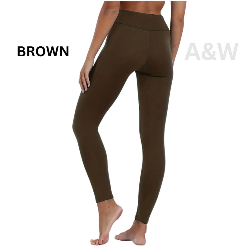 Collants chauds d'hiver Leggings en laine d'agneau et doublure polaire Leggings taille haute pour femmes Pantalon épais en molleton de compression Cadeau d'hiver de Noël Marron