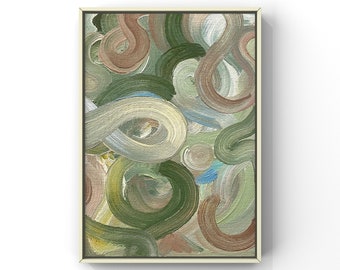 Original Abstract 5x7 inches Painting, oil on Canvas panel, Relaxed Earth Tones