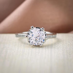 Art Deco Moissanite Ring in Sterling Silver, Moissanite Ring, Diamond Ring, Gemstone Ring for Women, Engagement Ring, Wedding Ring for her