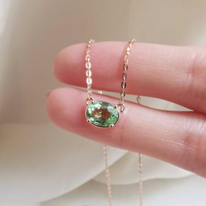 Natural Emerald Solitaire Pendant in 14K Yellow Gold Plated Sterling Silver, Emerald Pendant, Emerald Necklace for Women, May Birthstone