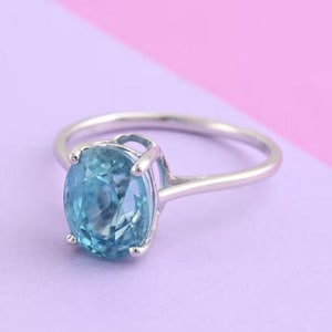 AAAA Cambodian Blue Zircon Solitaire Ring in 10K White Gold, Blue Zircon Ring, Gemstone Ring, Solitaire Ring for Women, Gift For her