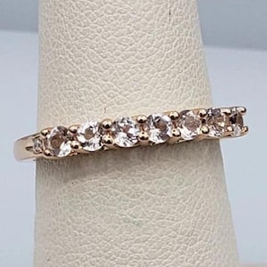 Natural Morganite Wedding Band ring in 14K Rose Gold, Morganite Ring, Morganite band ring, Morganite jewelry, Gemstone Band ring for Women
