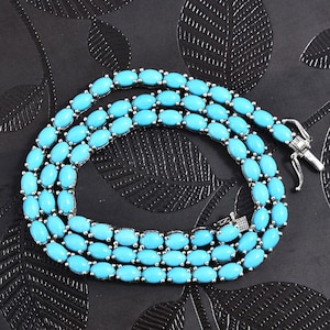 Sleeping Beauty Turquoise Tennis Necklace in Sterling Silver, Turquoise Chain Necklace, Turquoise Necklace, Turquoise Jewelry, Gift for Her