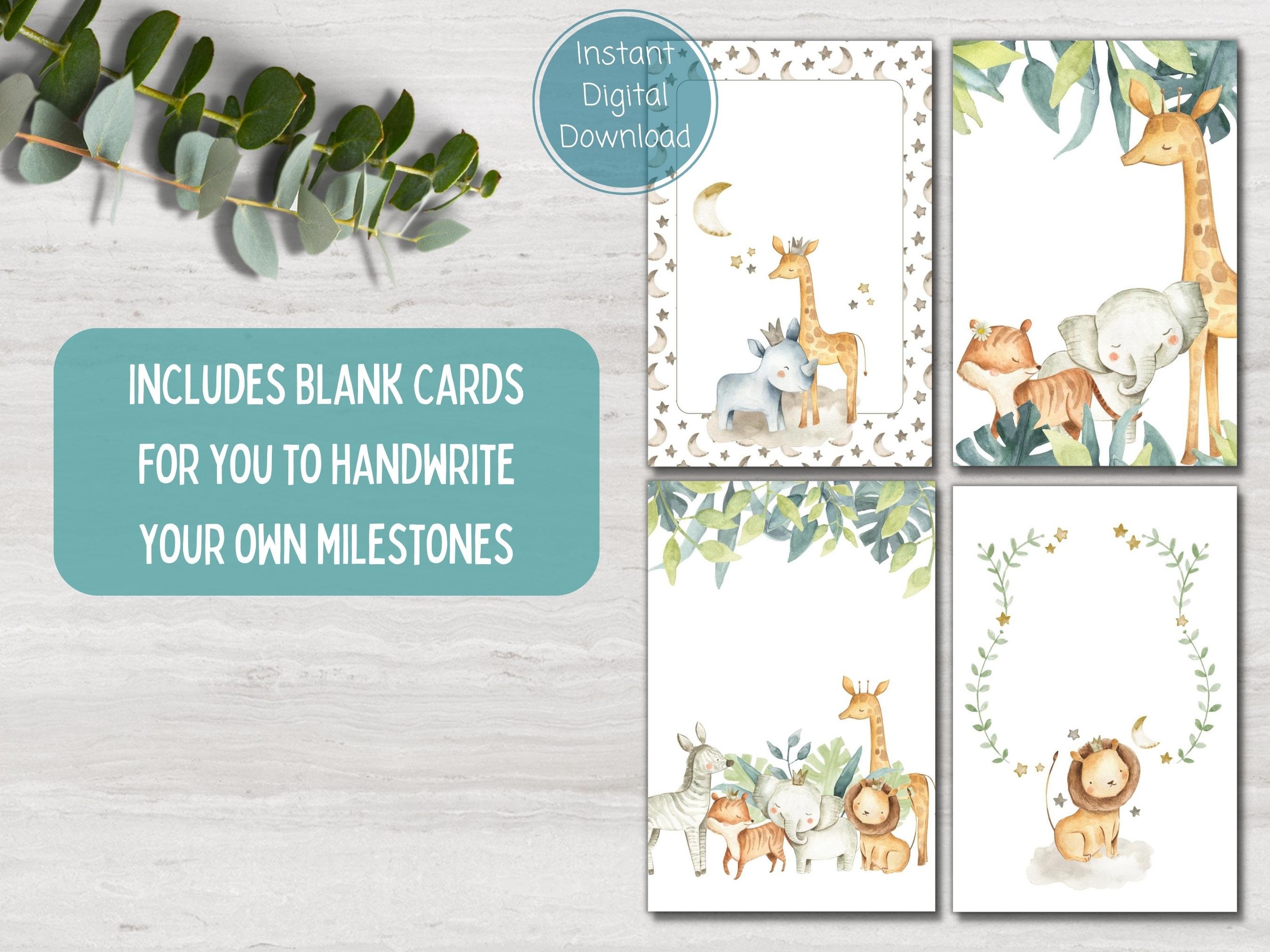 Safari Animal Baby Milestone Cards, Baby Shower Gift, Baby Keepsake ...