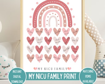 My NICU Family Sign For Hospital Staff Signatures,Keepsake Guestbook,NICU Graduate Certificate,Preemie Baby NICU Milestones,Digital Download