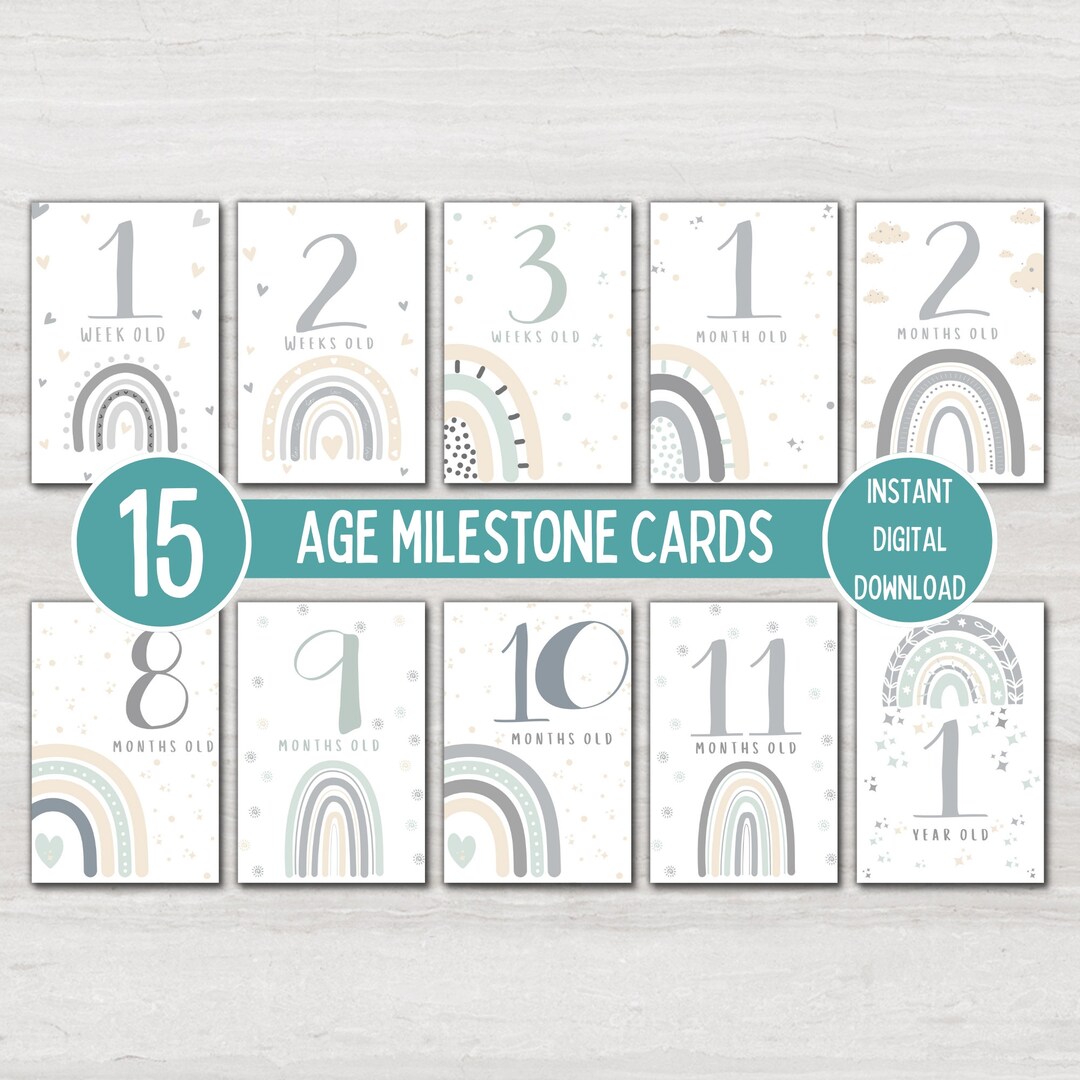 Baby Age Milestone Cards: Rainbow Theme Baby Photo Prop (digital ...