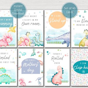 Dinosaur Baby Milestone Cards, Baby Shower Gift, Baby Keepsake Cards ...