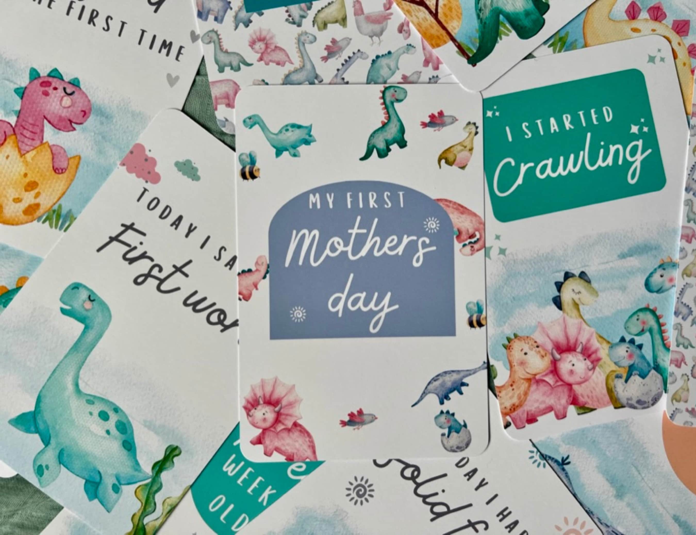 Dinosaur Baby Milestone Cards in A Personalised Keepsake Gift Box, Baby ...