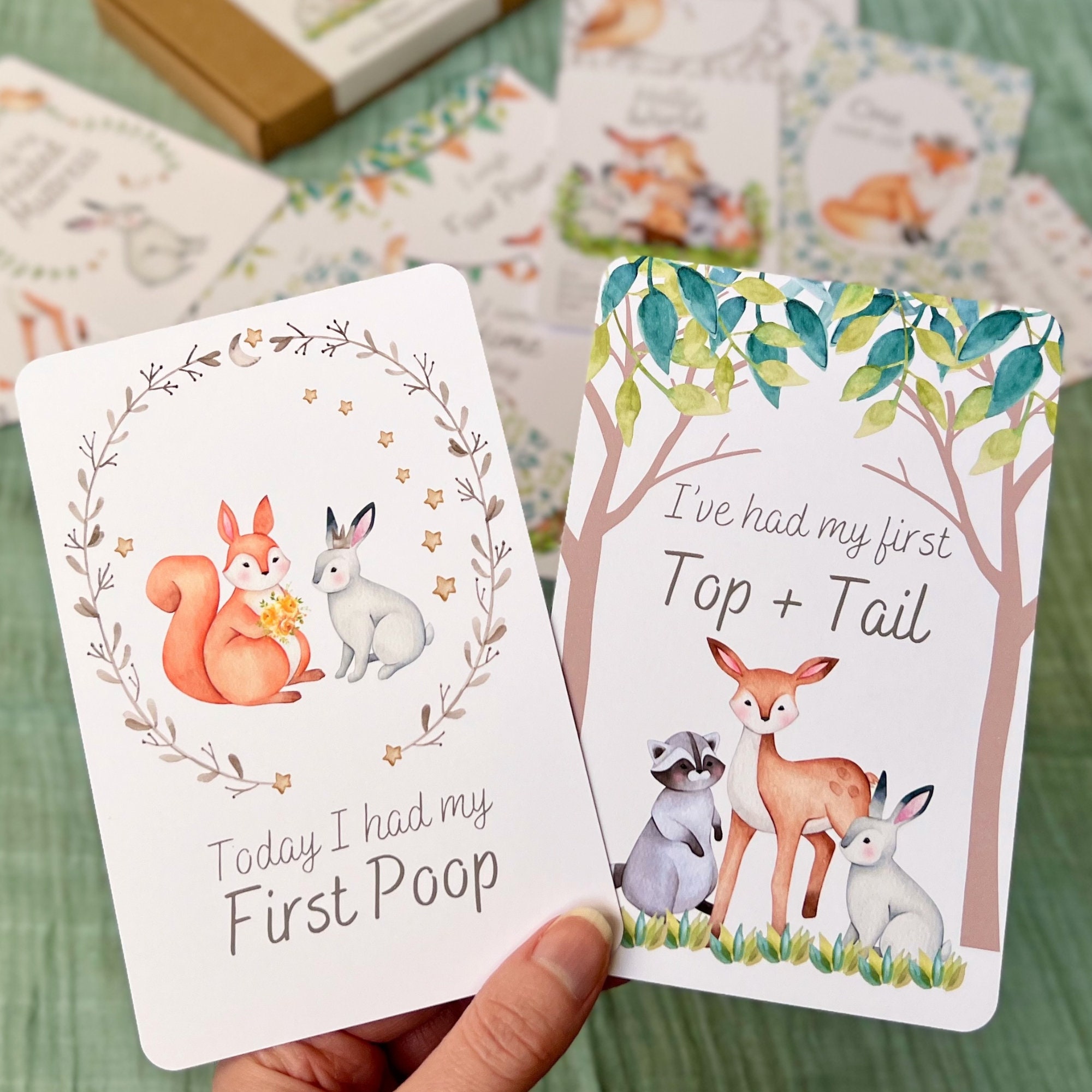 Woodland Animal NICU Milestone Cards in A Personalised Keepsake Gift ...