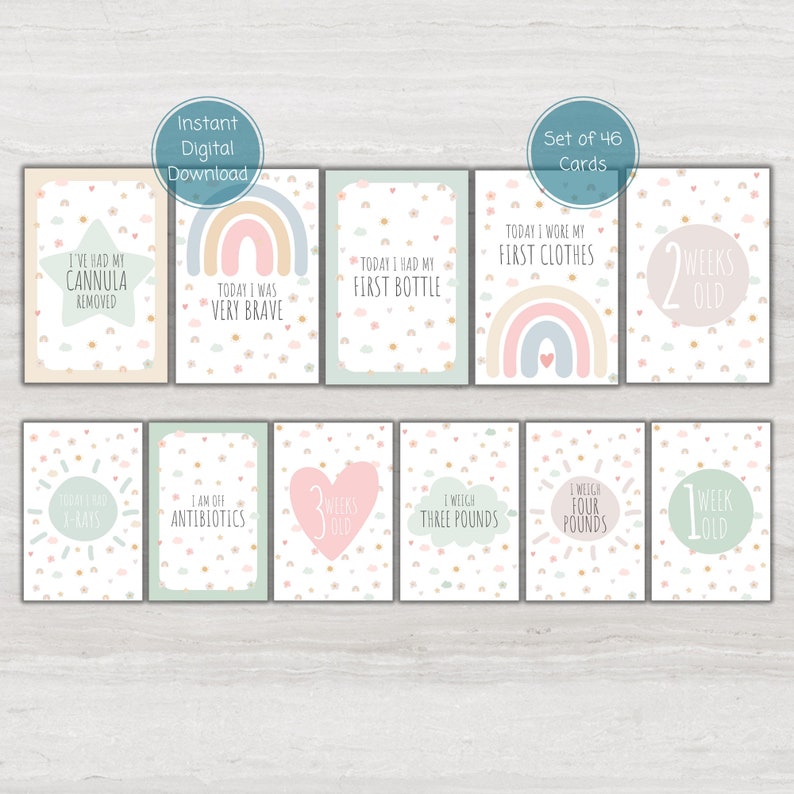 Preemie NICU Milestone Cards: Baby Photo Props (digital Download) - Etsy