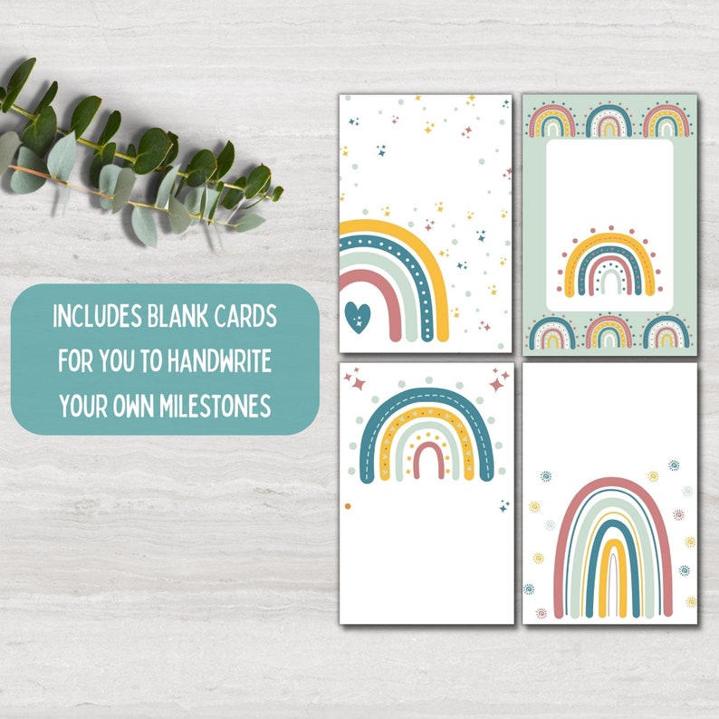 Rainbow Baby Milestone Cards, Baby Shower Gift, Baby Keepsake Cards ...