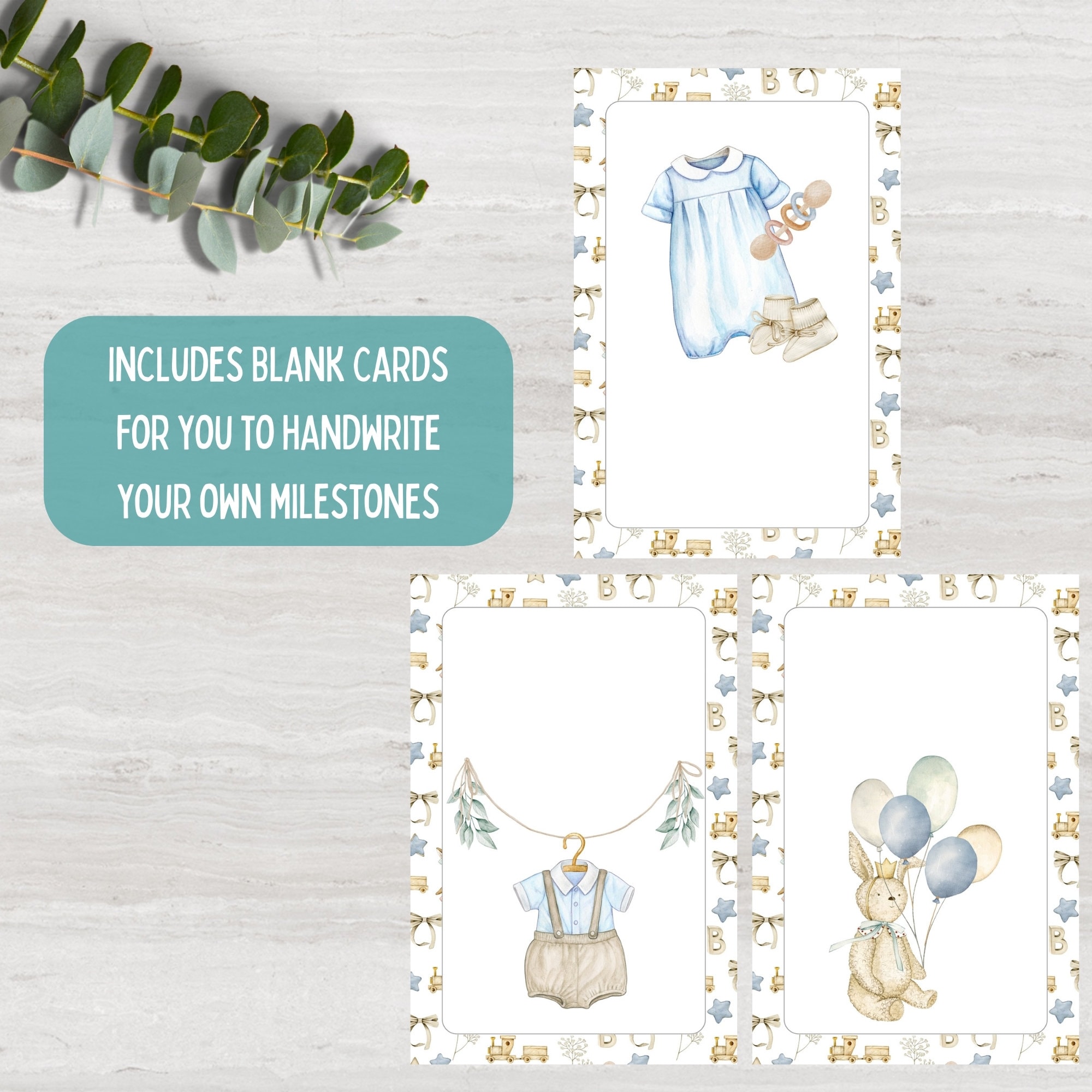 Personalised Preemie NICU Milestone Cards: Vintage Blue Baby Photo Prop ...