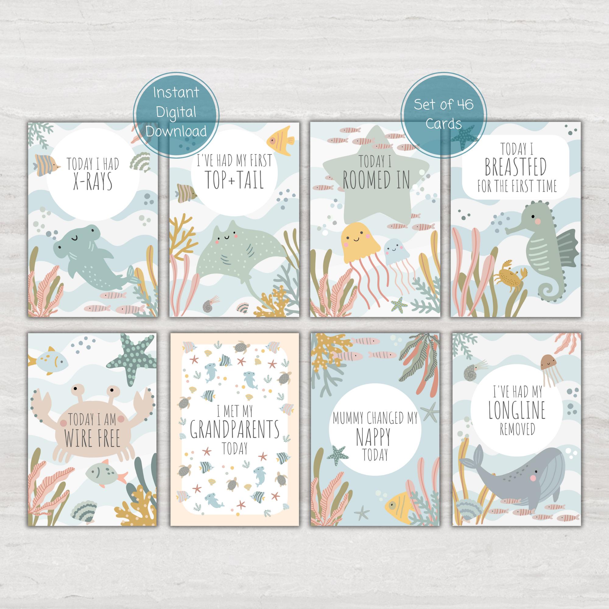 Under the Sea NICU Milestone Cards: Preemie Baby Photo Props (digital ...