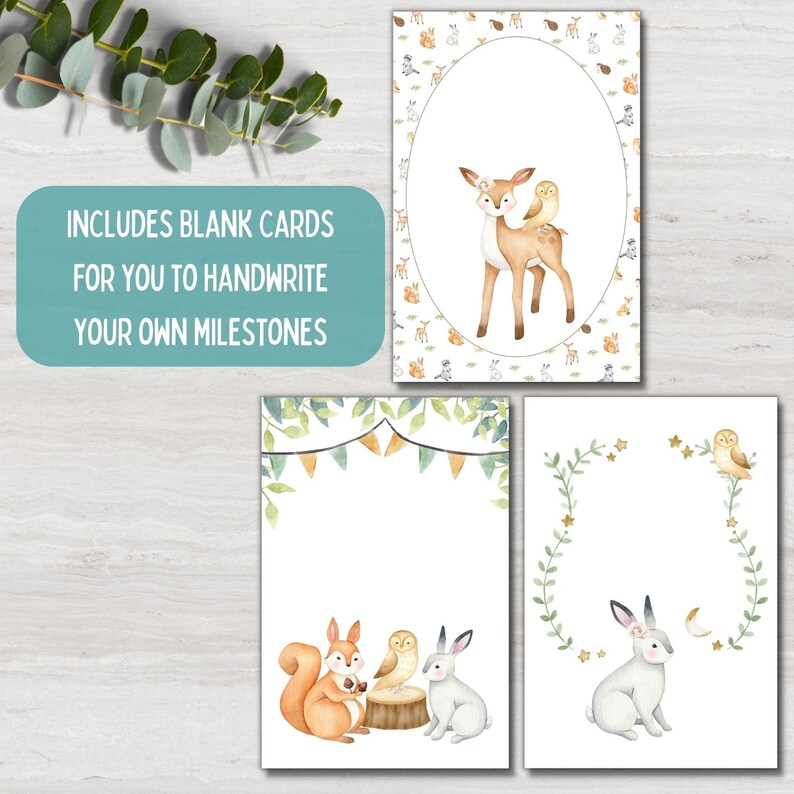Woodland Animal Preemie Baby NICU Milestone Cards, Forest Animal Baby ...