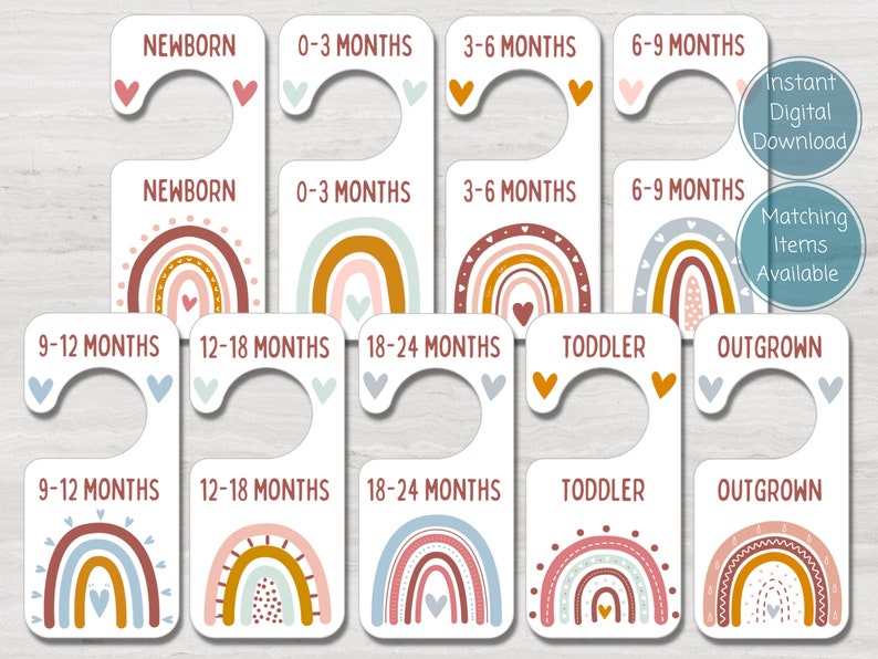 Baby Clothes Dividers, Boho Rainbow Baby Wardrobe Dividers, Nursery