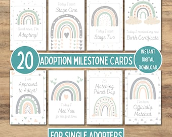 Adoption Milestone Cards for Single Adopters, Adoption Journal, Adoption Keepsake Gift, Adoption Celebration Card, Instant Digital Download