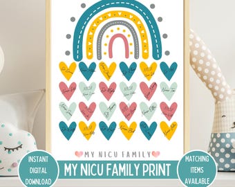 My NICU Family Sign For Hospital Staff Signatures,Keepsake Guestbook,NICU Graduate Certificate,Preemie Baby NICU Milestones,Digital Download