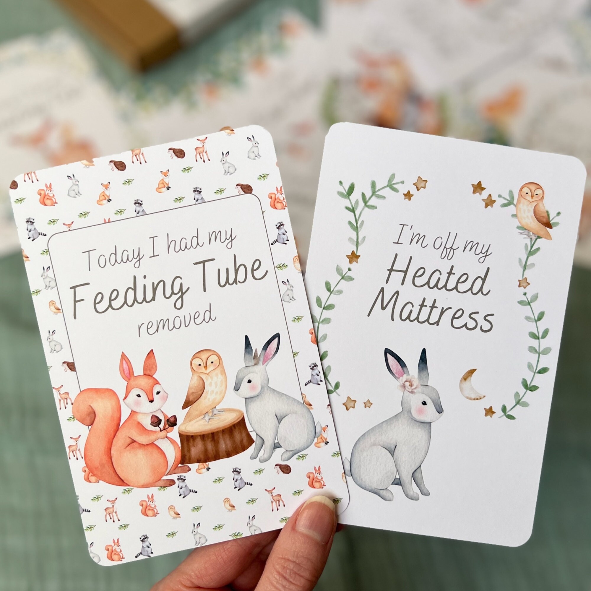 Woodland Animal NICU Milestone Cards in A Personalised Keepsake Gift ...