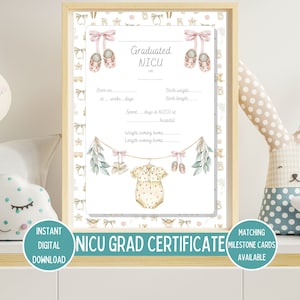 Certificat d'études supérieures de l'USIN, jeune fille rose vintage, jalon de l'USIN pour bébé prématuré, accessoire photo bébé, téléchargement numérique imprimable instantané