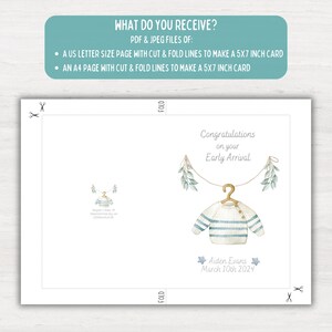 Premature Baby Boy Congratulations Early Arrival Card, Vintage Blue ...