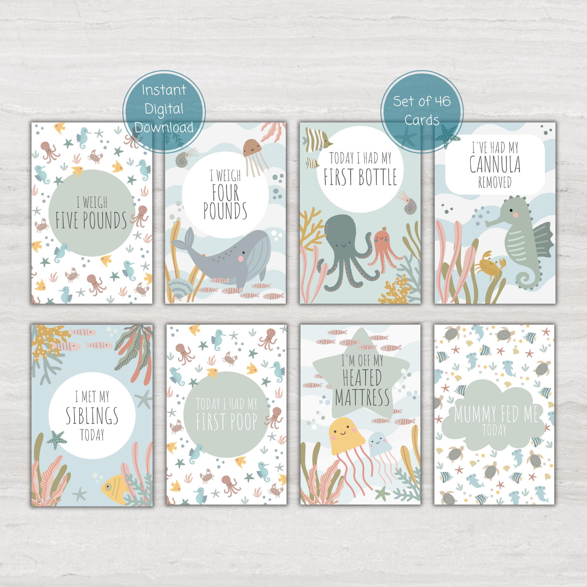 Under the Sea NICU Milestone Cards: Preemie Baby Photo Props (digital ...