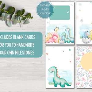 Dinosaur Baby Milestone Cards, Baby Shower Gift, Baby Keepsake Cards ...