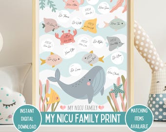 My NICU Family Sign For Hospital Staff Signatures, Under the Sea Keepsake Guestbook, NICU Graduate Certificate, Preemie Baby NICU Milestones