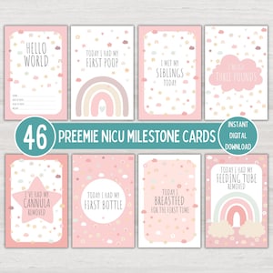 Cartes jalons USIN pour bébé prématuré, accessoire photo de bébé, cartes souvenir voyage fille prématurée, infirmière de l'USIN, téléchargement numérique imprimable instantanée