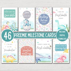 Preemie Baby NICU Milestone Cards Dinosaur Theme Baby Photo - Etsy