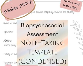 Plantilla de toma de notas para la evaluación biopsicosocial (versión resumida) Descarga instantánea
