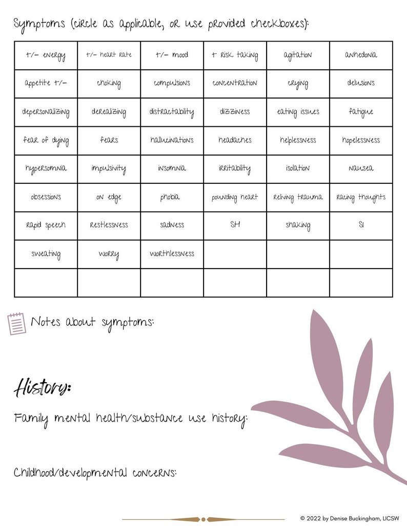 Biopsychosocial Assessment Template BUNDLE Instant Download - Etsy ...