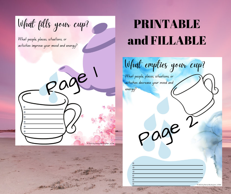 What Fills Your Cup therapy Activity Etsy