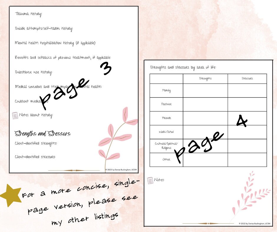 Intake Assessment Note taking Template (expanded Version) Instant Intake Assessment Note taking Template (expanded Version) Instant